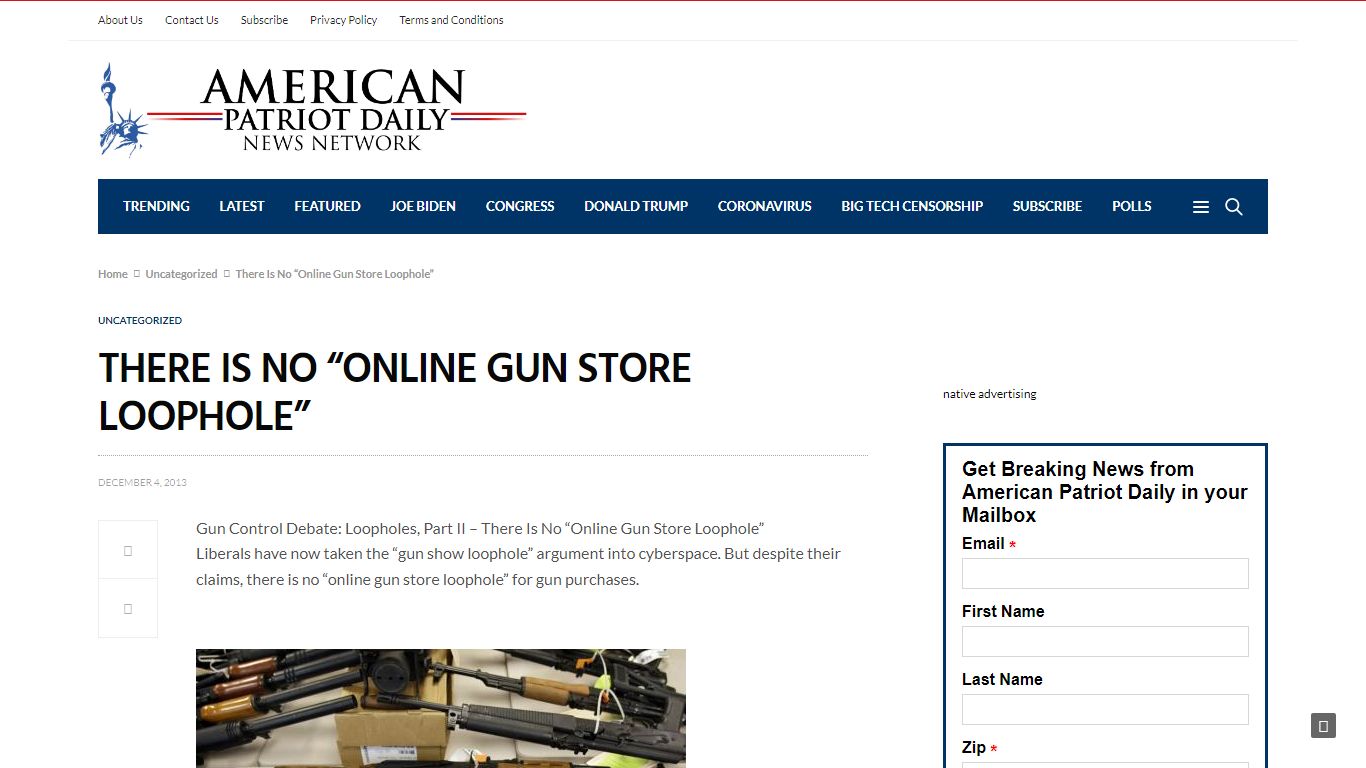 There Is No “Online Gun Store Loophole” - American Patriot Daily